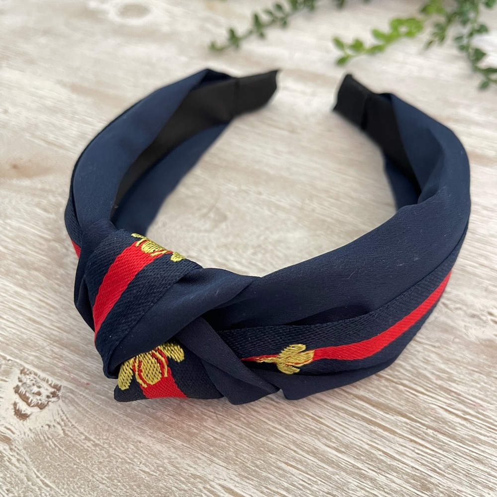 Navy Knotted Bee Headband